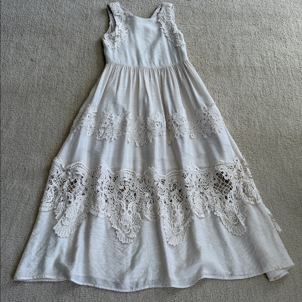 Joyfolie Elegant White Lace Kids Dress